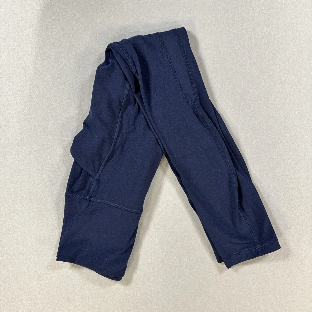 Lululemon‎ Leggings Womens 2 Blue High Rise Ankle Yoga Athletic Pockets Workout